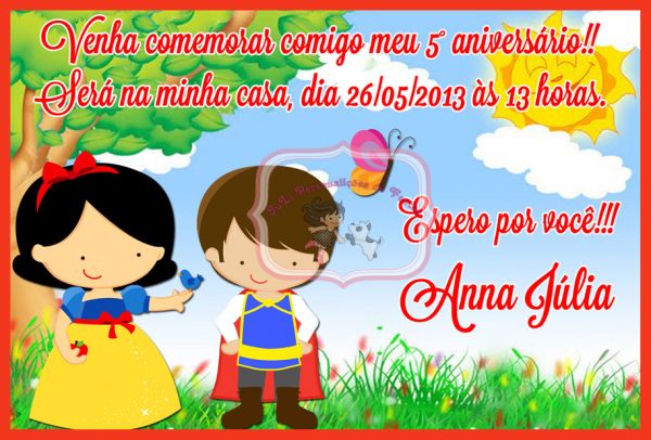 Convite Branca de Neve Cute